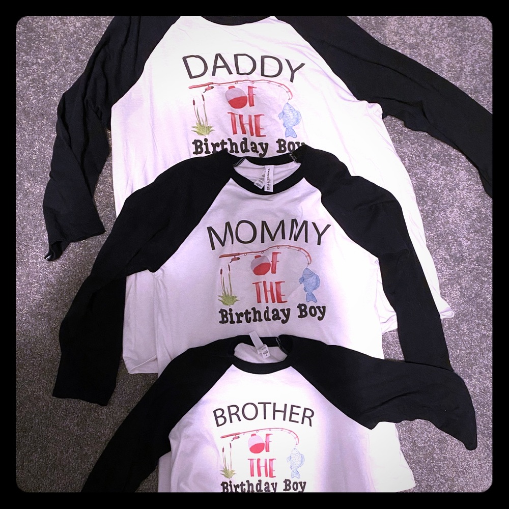 3/4 family birthday shirts